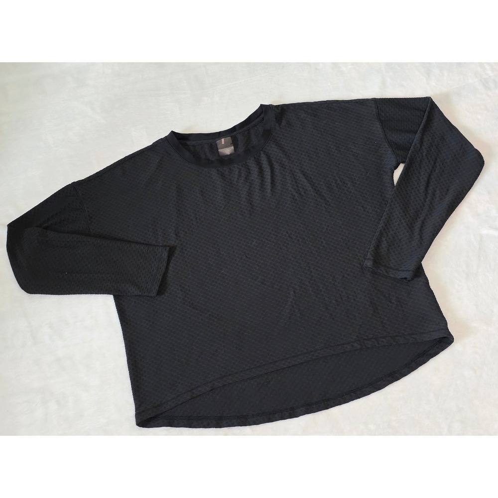 Calia by Carrie Underwood Womens Black Textured Long Sleeve Active Top Large
